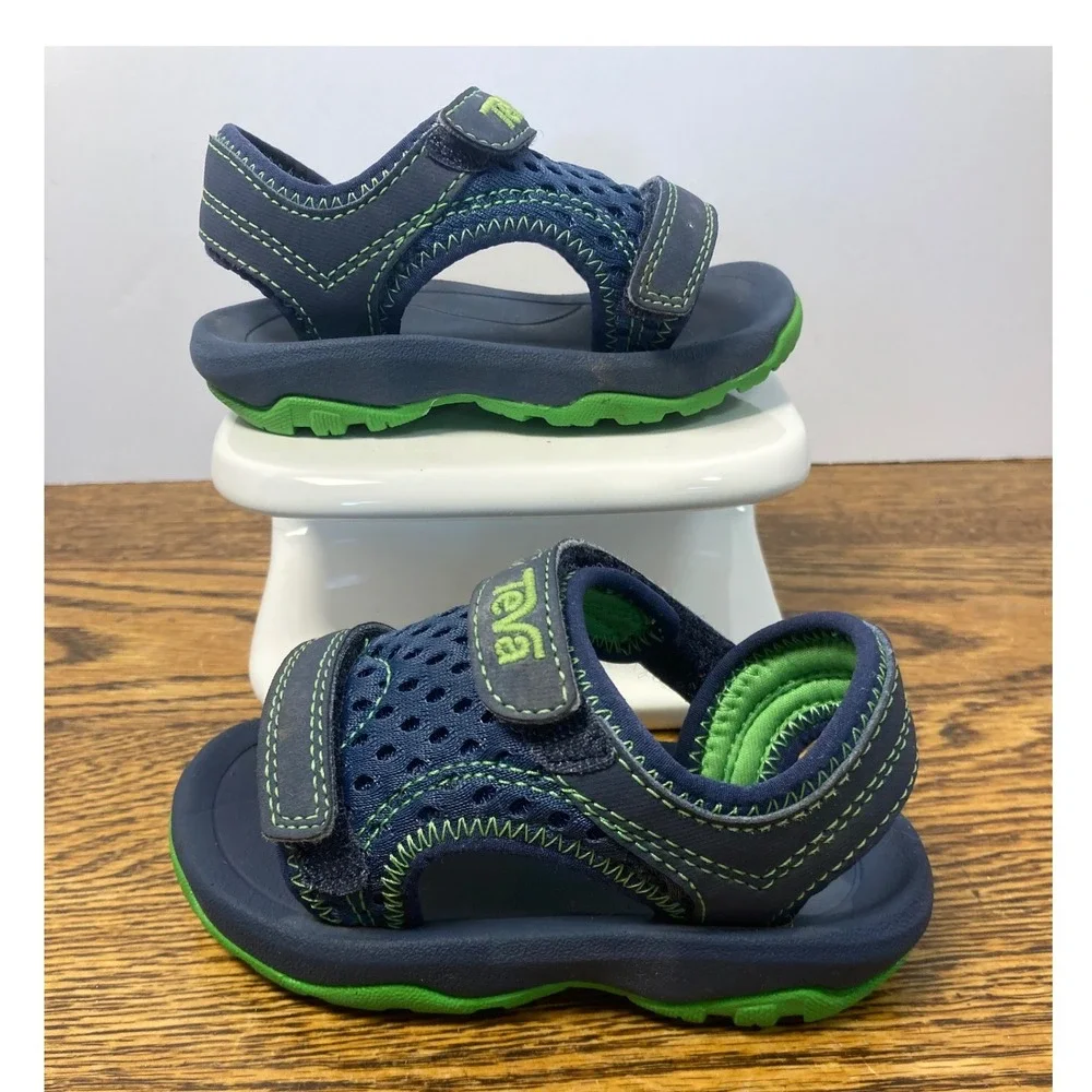 Teva Psyclone 4 Toddler 5 Navy Blue Lime Green Sport Sandals 1019538T